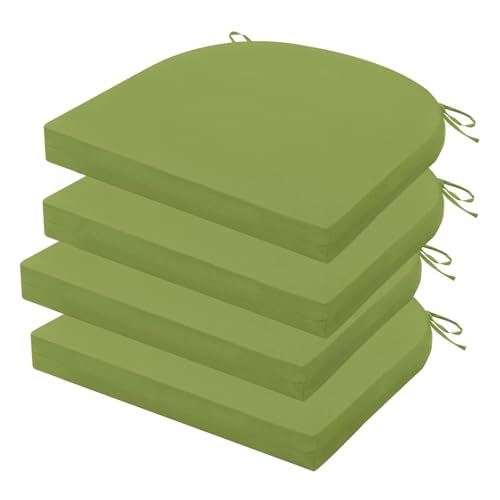 Outdoor Chair Cushions Set of 4, 17x16x2 Inch Patio Furniture Cushions, Water Resistant, Non-Slip Ties (Grass Green) - color: 1 - Grass Green, size: 17x16x2|4 Pack