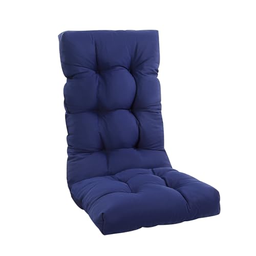 High Back Rocking Chair Cushion, Waterproof and Anti Slip Tufted Rocking Chair Pad with Ties, Rocker Seat Cushions for Indoor, Porch, Outdoor Patio, Dark Blue - color: Dark Blue, size: Set of 1