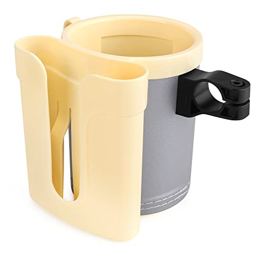 Accmor 3-in-1 Bike Cup Holder with Cell Phone Keys Holder, Bike Water Bottle Holders, Universal Bar Drink Cup Can Holder for Bicycles, Motorcycles, Scooters, Yellow Grey - color: Gream Yellow Grey