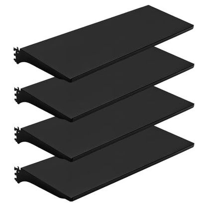 NectaCol 4 Packs Gondola Shelves 35 1/4”L x 11 1/2”W for Industrial Grade Black Pegboard Display Rack，4 Shelves for Gondola Units, Extra 8 Pieces Supply Arms, Black - size: 4 Units - Shelves - Black