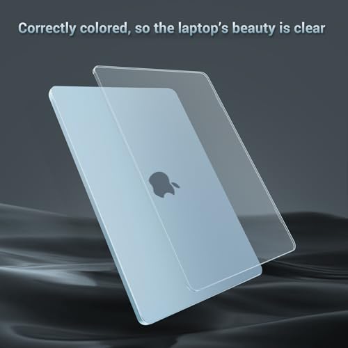 MOSISO Ultra-Thin & Seamlessly Closes Cover Compatible with MacBook Air 13 inch Case M5 M4 M3 M2 2026-2022 A3449 A3240 A3113 A2681, 2 in 1 Kit Anti-Fingerprints Shell for Mac Air 13.6, Sky Blue Clear - color: Sky Blue Clear