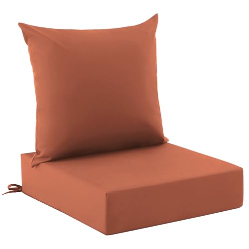 Outdoor Cushions for Patio Furniture, Outdoor Seat Cushion Set 24 x 24 x 5.75 Inch, Waterproof & Fade Resistant Outdoor Chair Cushions, Deep Patio Chair Cushion with Removable Cover, Spice - color: Spice, size: 24*24+5.75/25*22.5"