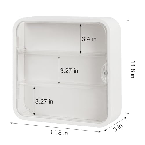 Display Case for Figures, Wall-Mounted Clear Dustproof Display Box with Magnetic Door and Shelf, Adjustable Doll Display Case for Collectibles Figurines Sonny Angels Pop Mart Mini Figures (White) - color: White