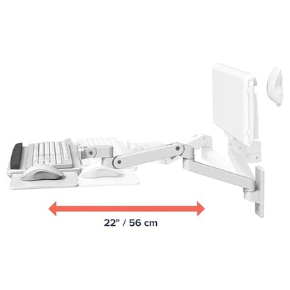 Ergotron – Upgraded LX Pro Premium Keyboard Arm, Wall Mount Adjustable Keyboard Tray – White - color: White