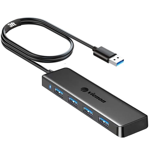 USB Hub, VIENON 4-Port USB 3.0 Hub USB Splitter USB Expander for Laptop, Xbox, PS4/5, Flash Drive, HDD, Console, Printer, Camera,Keyborad, Mouse-3.3ft - size: 3FT, style: USB Hub