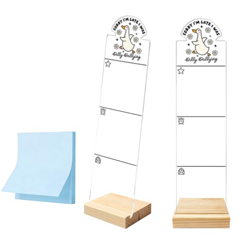 Monitor Memo Board Sticky Note Organizer Computer Monitor Memo Board Goose Acrylic Desk Accessories Removable Wooden Base Set Sticky Notes 100 Sheets 11.8×3.1 inches - color: Goose 01