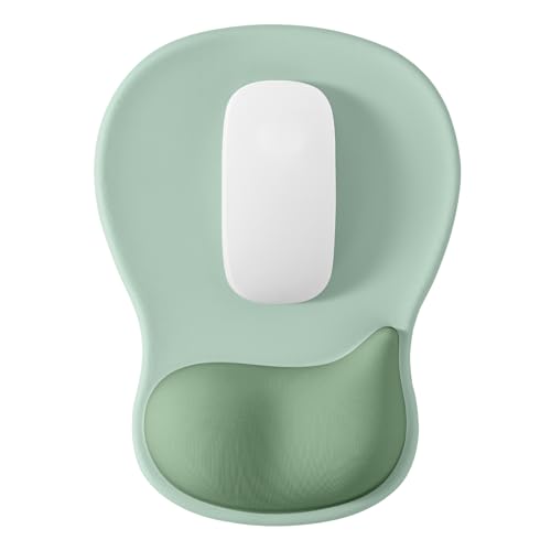 EooCoo Ergonomic Mouse Pad with Gel Wrist Rest Support Middle Concave Design, Relieve Wrist Pain Mousepad, Non-Slip Base for Laptop, Office Desk Accessories, Carpal Tunnel Syndrome-Avocado Green - color: Avocado Green