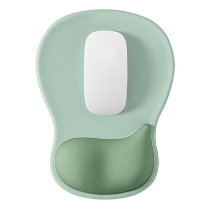 EooCoo Ergonomic Mouse Pad with Gel Wrist Rest Support Middle Concave Design, Relieve Wrist Pain Mousepad, Non-Slip Base for Laptop, Office Desk Accessories, Carpal Tunnel Syndrome-Avocado Green - color: Avocado Green
