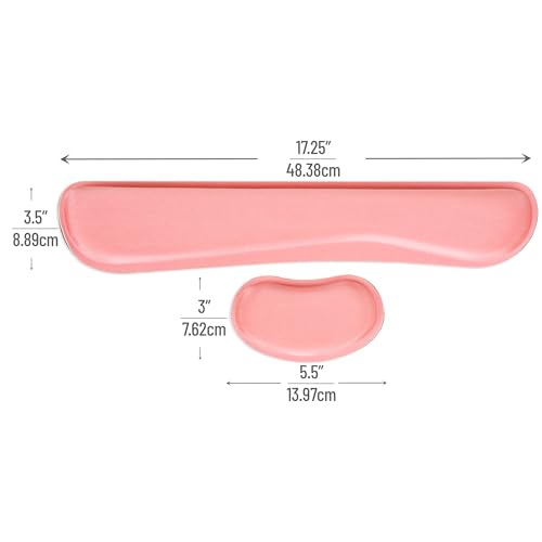 Mind Reader Ergonomic Wrist Rest Set, Keyboard and Mouse Support with Memory Foam, Non-Slip Base, Office and Gaming, Pink - size: Single Pink