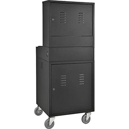 Global Industrial Mobile Security LCD Computer Cabinet Enclosure, Black | For 24" Diagonal Monitors, Steel Construction, Powder Coat Finish, 24-1/2"W x 22-1/2"D x 62-3/4"H, Unassembled - color: Black