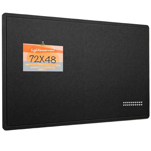 Lightomorrow Large Bulletin Board - 72 x 48 Inches, Decorative Felt Pin Board for Wall - 6' x 4' Foldable Photo Display Board with Self-Adhesive Tape, Includes 20 Push Pins - Black - color: Black, size: 72×48 inches