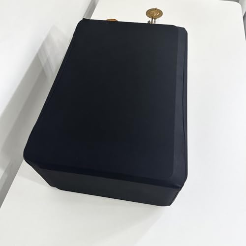 Universal Elastic Waterproof Printer Dust Cover - Minimalist Black Stretch Fabric Protector with Drawstring Closure & Metal Buckle for Most Printers