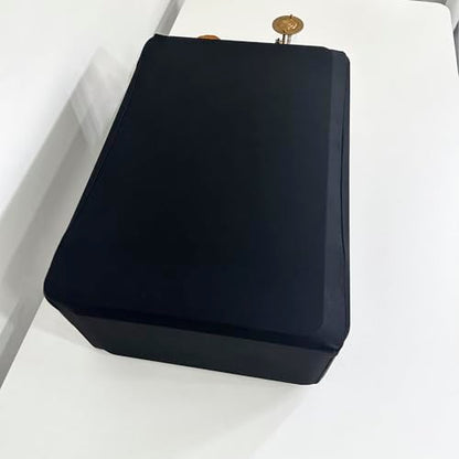 Universal Elastic Waterproof Printer Dust Cover - Minimalist Black Stretch Fabric Protector with Drawstring Closure & Metal Buckle for Most Printers