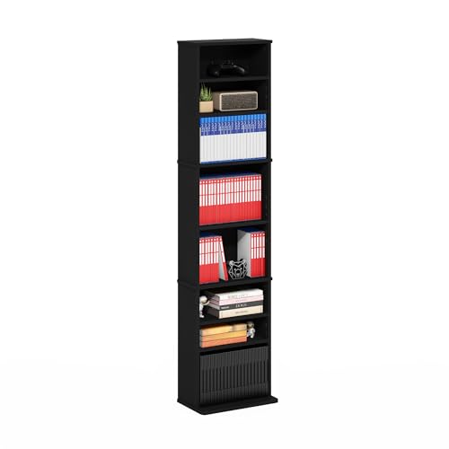 Furinno Jaya DVD Shelf, 9-Shelf Tall Narrow CD Rack, Media Shelf with Adjustable Shelves, DVD Storage Cabinets for CD Blueray Game Disc, Easy Assembly, for Living Room, Home Office, Americano - color: Americano, size: 9-Shelf