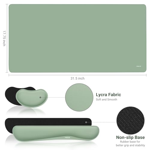 MOSISO Keyboard Mouse Pad Set, Gaming Mouse Pad&Keyboard Wrist Rest&Wrist Rest, Ergonomic Wristrests with Memory Foam Home Office Easy Typing Cushion Non-Slip Mousepad, Antique Green - color: Antique Green