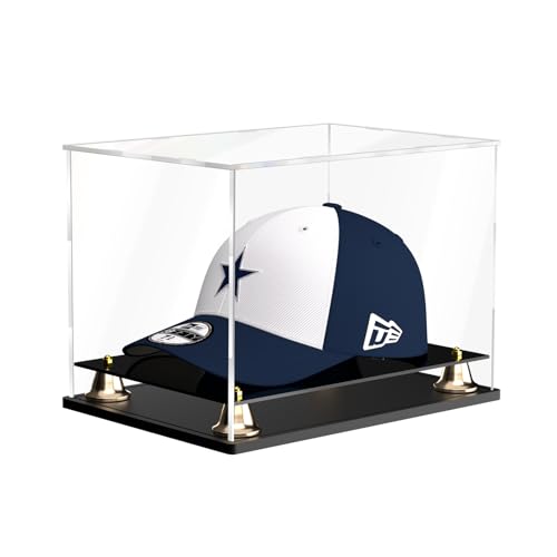 Hat Display Case Clear Acrylic Hat Display Box Assemble Baseball Cap Holder for Signed Memorabilia Cap Storage with Metal Bell Base (11x8.2x7.1 inch) - size: 11 x 8.2 x 7.1 inch