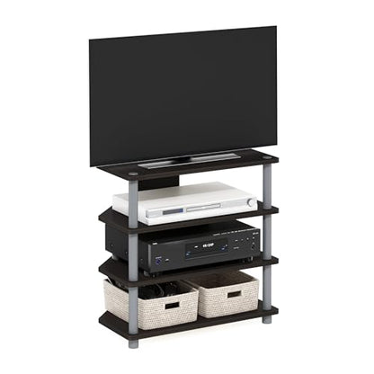 Furinno Turn-N-Tube Easy Assembly 4-Tier Petite Entertainment Center / TV Stand / TV Unit / TV Desk, Espresso/Grey - color: Espresso, size: 4-Tier