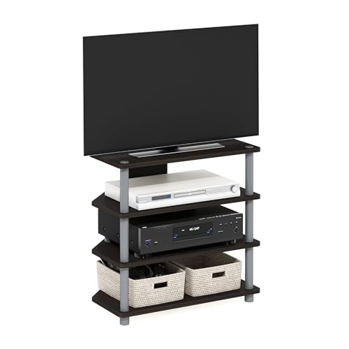 Furinno Turn-N-Tube Easy Assembly 4-Tier Petite Entertainment Center / TV Stand / TV Unit / TV Desk, Espresso/Grey - color: Espresso, size: 4-Tier