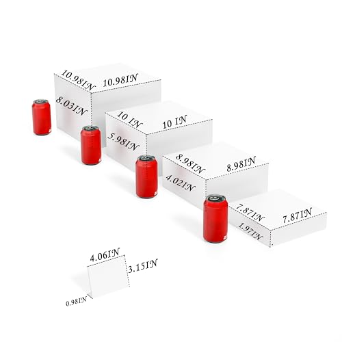 Metal Buffet Risers,4PCS OVERSIZED Food Risers for Buffet Table 8IN to 11IN Display Stand with Mini Acrylic Signs for Catering Dessert Wedding Collectibles Jewelry Figures Show Grayish White Cube Boxes Nesting Risers with Hollow Bottoms - color: Grayish W
