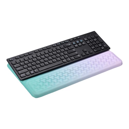 PATIKIL Computer Keyboard Stand with Wrist Rest, Computer Wrist Support Pad, Keyboard Stand Riser Holder Pad for Office Desk Gaming Home, Purple and Green - color: Purple and Green