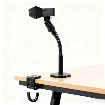 Gooseneck Microphone Stand Desk Mount for Podium,Clip On Microphone Stand,Adjustable,Portable,Long Arm,Flexible Wireless Mic Holder with Clip, in Black