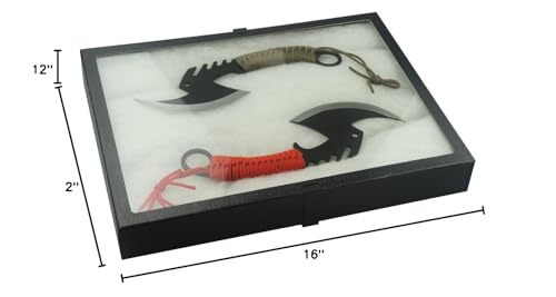 SE 16"x12"x2" Inch Glass Top Riker Display Box with Metal Clips - Deep Case for Jewelry, Gems, Stones, Coins, Stamps, Butterflies - Secure Closure, Polyester Filled - size: 16” x 12” x 2"