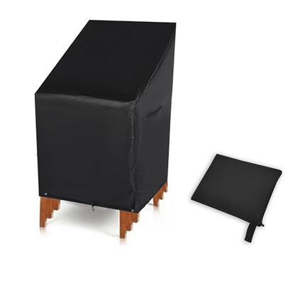 RosieLily Patio Chair Covers High Back Outdoor Bar Stool Covers (1 Pack-Black, 28.35"W x 36.22"D x 47.24"H) - color: 1 Pack-Black, size: 28.35"W x 36.22"D x 47.24"H