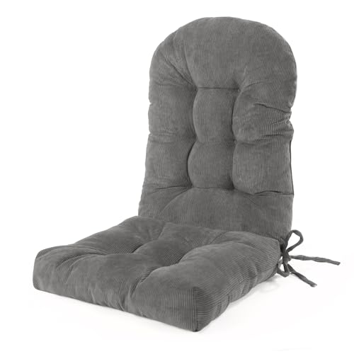 Rocking Chair Cushions Set - Non-Slip Adirondack Chair Cushions with Ties Indoor/Outdoor Rocking Chair Pad for Living Room, Bedroom, Balcony, Office - color: Indoor-alita-deep Gray-