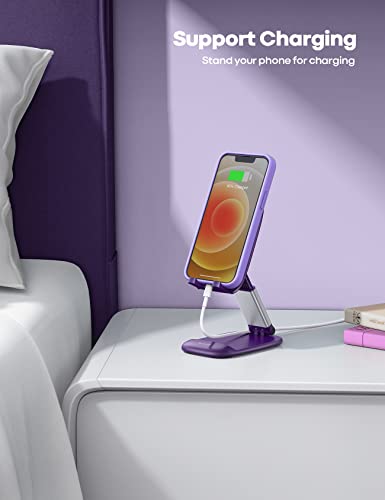 Lamicall Purple Phone Holder for Desk - Dark Purple Cellphone Stand Desk Accessories Desktop Office Must Have, Gifts for iPhone 17 16 15 14 13 Pro Max Mini, 12 11 X Plus SE, 4-8'' Telephone Stand - color: Dark Purple