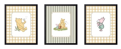 Monem Art 3-Piece Classic Characters Print - Pooh & Friends Poster - Nursery Art - Aesthetic Story Book Wall Design - Great Playroom or Kid's Room Decor - 8x10 UNFRAMED Wall Art - color: Style-14, size: 8"L x 10"W