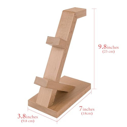 GEEKRIA Solid Wood Dual Gamepad and Headphone Stand, Controller Storage Holder for PS4, PS5, Xbox, Switch, 8BitDo, Universal Desk Game Accessories (Light Brown) - color: Light Brown