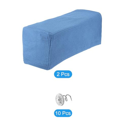 uxcell 2pcs Stretch Armrest Covers for Chairs/Sofas, Couch Arm Covers with Twist Pin, Furniture Protector Slipcovers Denim Blue - color: Denim Blue