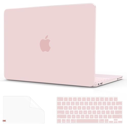 G JGOO Compatible with MacBook Neo Case 13 inch 2026 Release Model A3404, 100% Match Official Color, Matte Plastic Protective Hard Shell Case with Keyboard Cover & Screen Protector, Blush Clear - color: Blush Clear