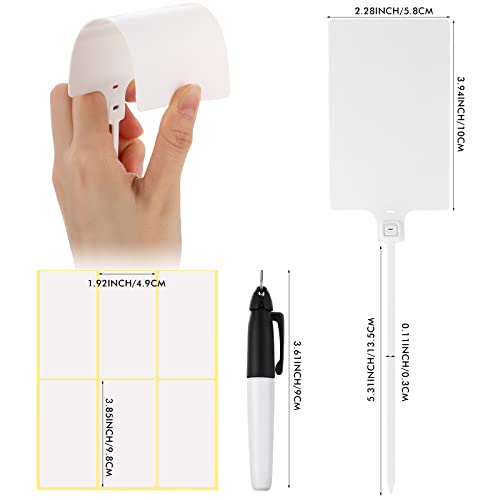 Pajean 50 Pieces Waterproof Plastic Tags with Marker Pens and Sticker Labels, Self Locking Bag Writable Tags with Wire Cable Ties for Luggage (White) - color: White
