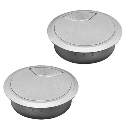 Desk Grommet 2" (50 mm), Desk Cord Hole Cover, Cable Grommet ABS Plastic, Desk Hole Grommet for Office and Home Table Cable, Detachable Adjustable Cable Cord Organizer (Silvery2 Pcs) - size: 2" (50 mm), style: 2 pcs Silvery