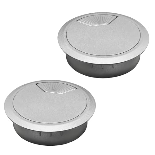 Desk Grommet 2" (50 mm), Desk Cord Hole Cover, Cable Grommet ABS Plastic, Desk Hole Grommet for Office and Home Table Cable, Detachable Adjustable Cable Cord Organizer (Silvery2 Pcs) - size: 2" (50 mm), style: 2 pcs Silvery