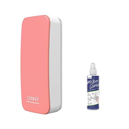 loukin Magnetic Dry Erase Eraser, Whiteboard Eraser, Glass Board Remover, 3.4 fl oz Whiteboard Cleaner Included, for Classroom, Home and Office Use (Pink) - color: Pink-1 Pack