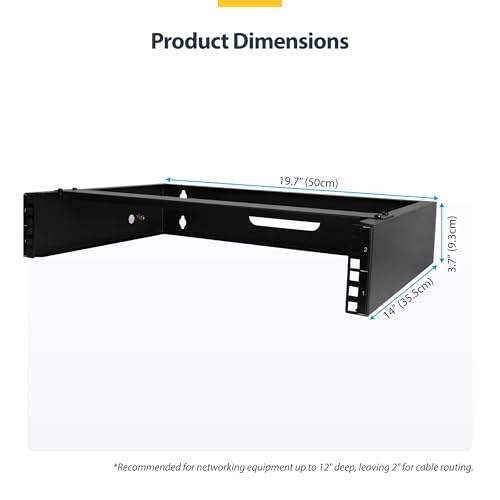 StarTech 2U 19in Wall-Mount Network Rack, 14in, 77lb (RACK-2U-14-BRACKET) - size: 2U