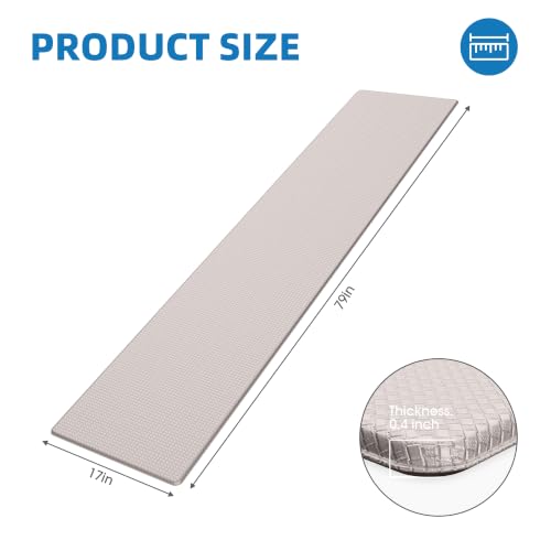 Kitchen Mats for Floor - 17"x79" Anti Fatigue Mats for Kitchen Floor - Non Slip Cushioned Rugs for Standing - Ivory - color: Ivory, size: 1pc: 17" x 79" x 0.4"
