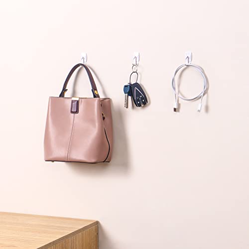 MOVELYST 20 Small Hooks+40 Removable Strips, White Wire Hanger Hooks, Heavy Duty with Adhesive Strips, Damage-Free Utility Hooks, No Tools Wall Hook for Hanging, Value Pack - size: Small, style: 20+40