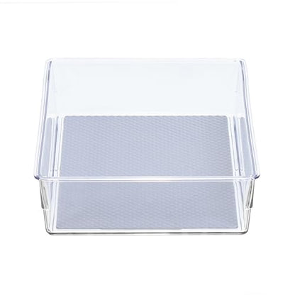 Glad Drawer Organizer Bin, 9x6 - Heavy Duty Clear Plastic Storage Tray for Junk Drawers, Kitchen Utensils, Bathroom Vanity, and Organizing Pantry - BPA Free, Food Safe, Non Slip - size: 9x6