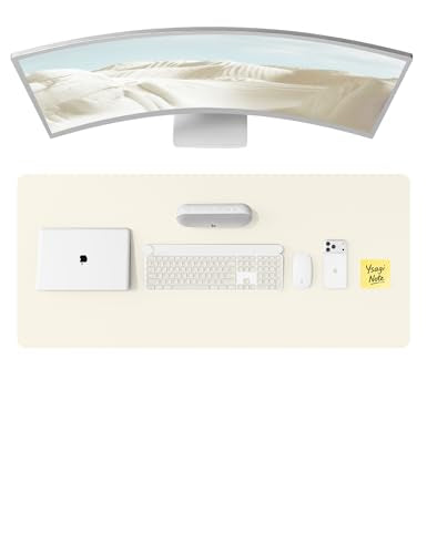 YSAGi Leather Desk Protector, Office Mat, Large Mouse Mat, Non-Slip PU Leather Blotter, Laptop Pad, Waterproof Writing Pad for Office and Home (Cream, 47" x 17") - color: Cream, size: 47" x 17"