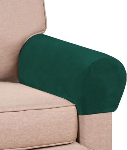 Soft Sofa Armrest Covers, Skin-Friendly Stretch Polyester Armrest Covers, Comfortable Scratch Resistant Sofa Armrest Cover for Square Armrest/Curved Armrest/Reclining Armrest, One Pair,Teal - color: Teal