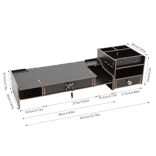 Computer Monitor Stand, Computer Rack with Drawers, Two top Platforms Desk Organizer Monitor Stand with Extra Large Storage Desktop Computer Stand for PC, Laptop, Printer, Screen, TV (06) - size: 06