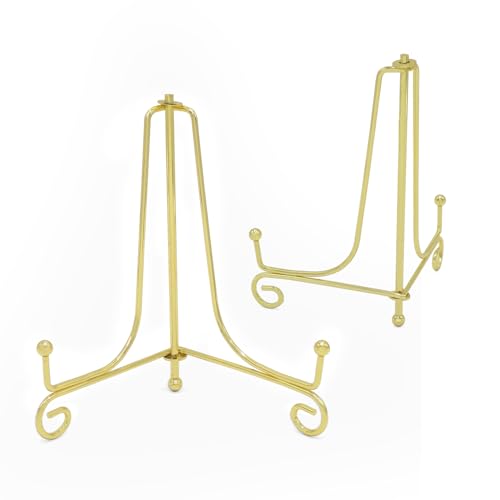 Iron Plate Stands for Display, Foldable Book Holder & Easel Stand for Sign, Versatile Poster Stand and Small Plate Stand for Home Decor, Art, Photo Frame, Card, Crystal Display (Gold, 12 inch (2Pcs)) - color: Gold, size: 12 inch (2Pcs)