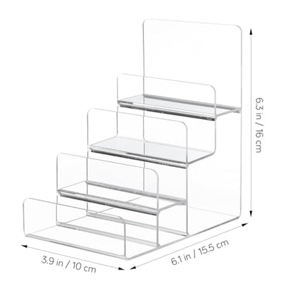 Cabilock 4-Tier Clear Acrylic Display Riser, Sturdy Tiered Organizer for Perfume Makeup Jewelry, Desktop/Retail Counter Display Stand for Home & Vendor - size: 4 Tier Clear