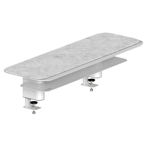 Branch Monitor Stand - Elegant, Durable Powder-Coated Steel Stand with Soft Felt Liner - Small Monitor Riser Second Tier Storage - Installs with a Universal Clamp for Ergonomic Workspace - White - color: White, size: Small