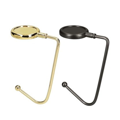 kwmobile Purse Hook for Table - Set of 2 Purse Holder - Handbag Hanger - Portable Bag Holder - Bag Hooks for Desk - Table Hook Gold/Black Matte - color: gold / black matte
