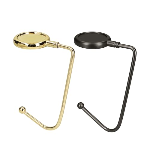 kwmobile Purse Hook for Table - Set of 2 Purse Holder - Handbag Hanger - Portable Bag Holder - Bag Hooks for Desk - Table Hook Gold/Black Matte - color: gold / black matte