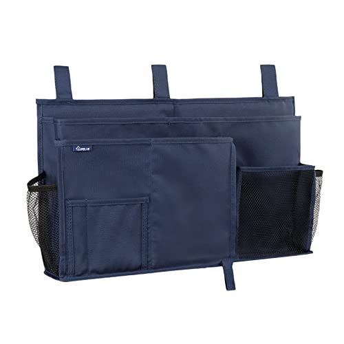 Surblue Caddy Hanging Organizer Bedside Storage Bag for Bunk and Hospital Beds, Blue, L - color: Blue, size: Large